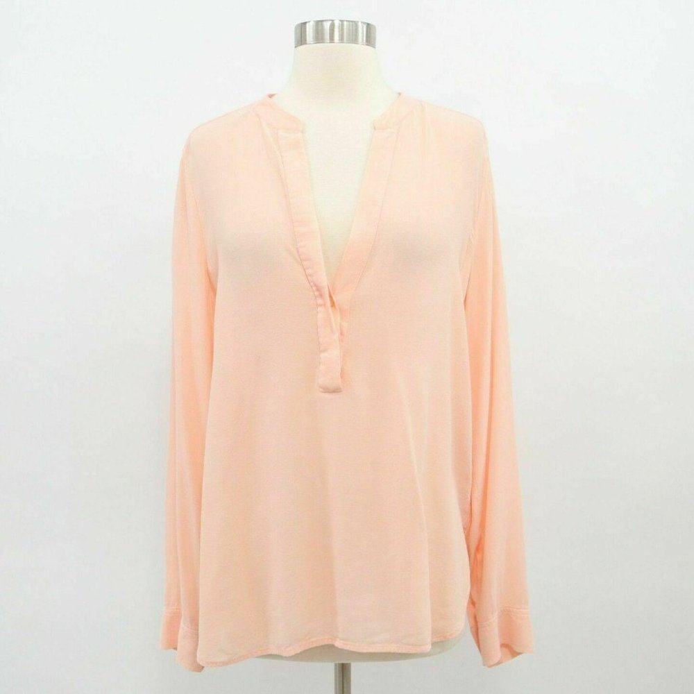 Vince Blouse Shirt Top Womens 12 Peach Apricot Lon
